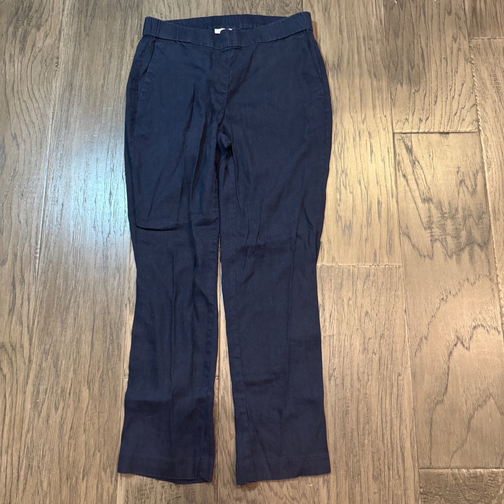 J Jill Linen Blend Stretch Pants Womens XS Blue Elastic Waist Casual Trousers‎